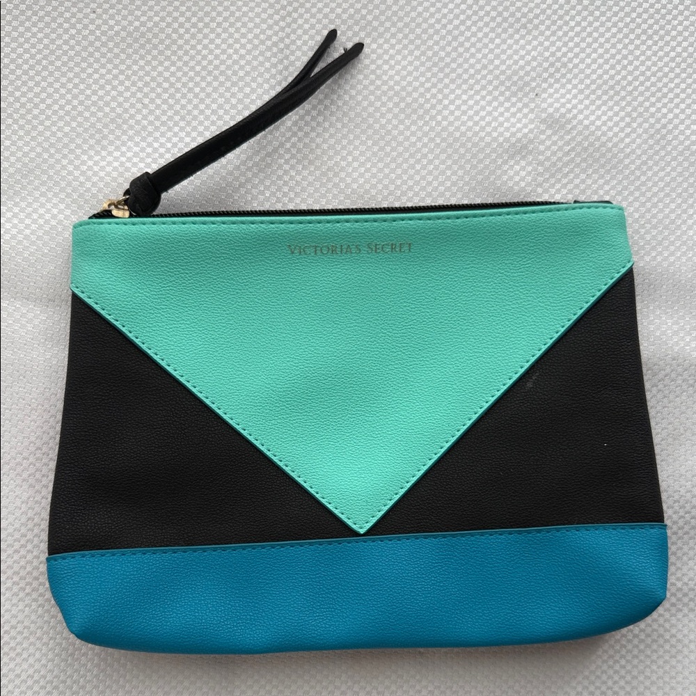 Victoria's Secret Black and Aqua Wristlet